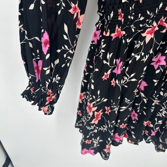 Free people dress womens large lighten up black floral boho prairie feminine nwt - Picture 8 of 11